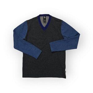 Stussy 100% Lambswool V Neck‎ Long Sleeve Sweater Colorblock Mens Medium